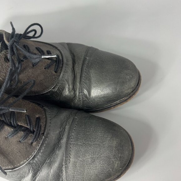 Diesel Grayish Green Leather/Suede Oxford Shoes, Men\'s Size 41 main image 4